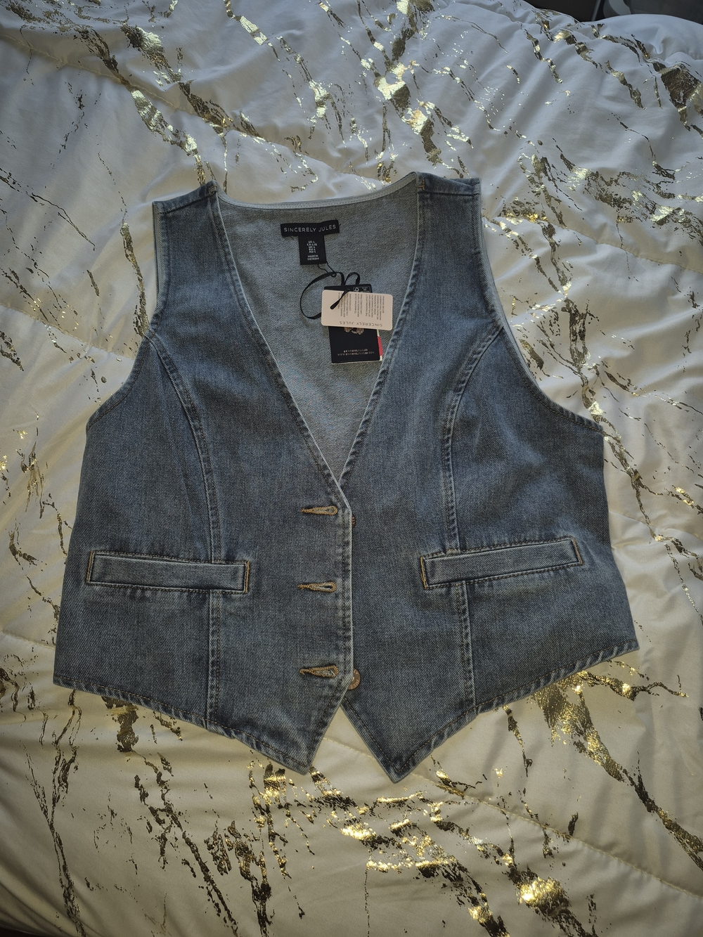 Sincerely Jules Denim Vest - Light Blue